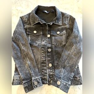 Lands end girls black Denim Jacket size 6-7